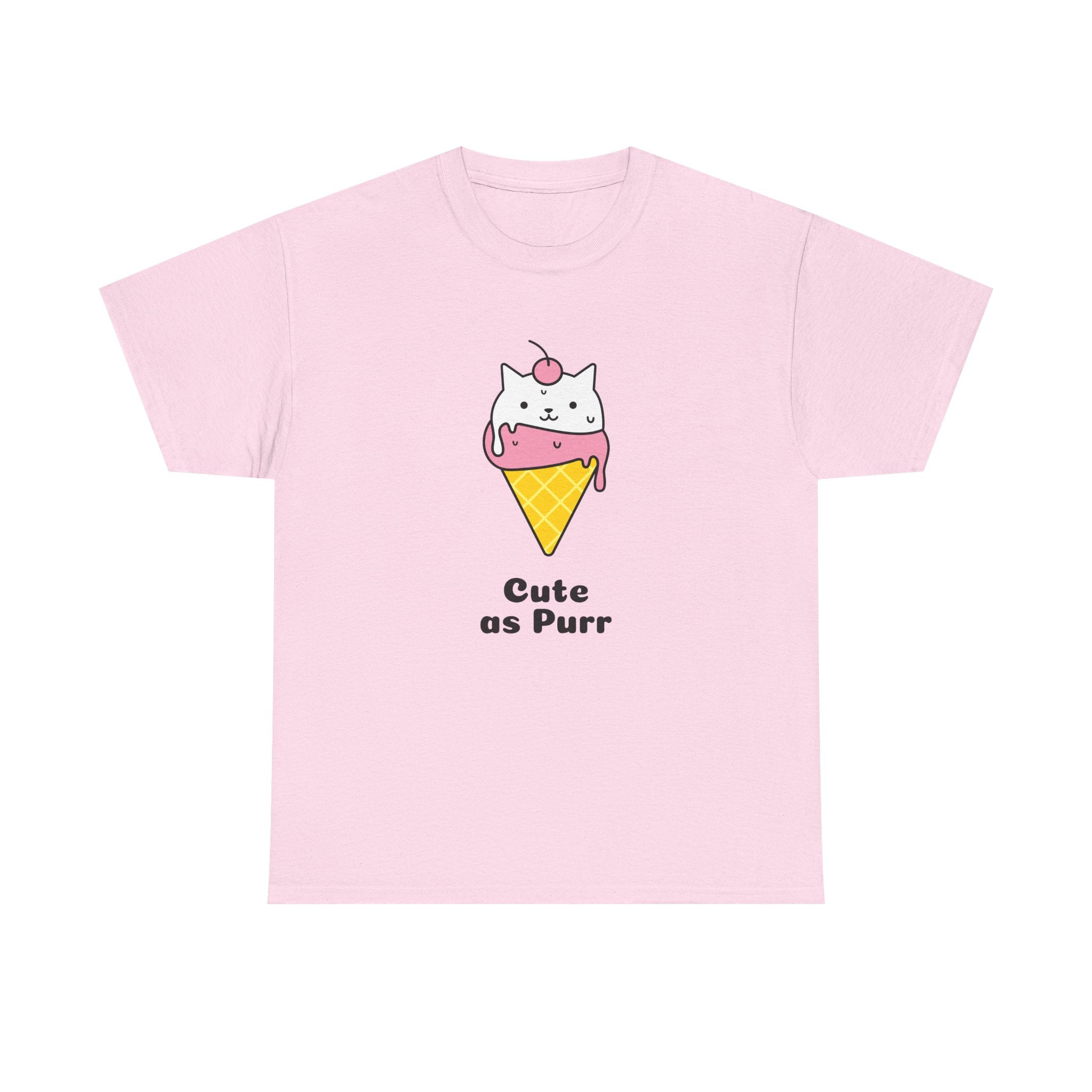 Cute as Purr Ice Cream Tee - Unisex Heavy Cotton T-Shirt, Cat Lovers Gift, Fun Graphic Shirt, Summer Top, Cool Casual Wear