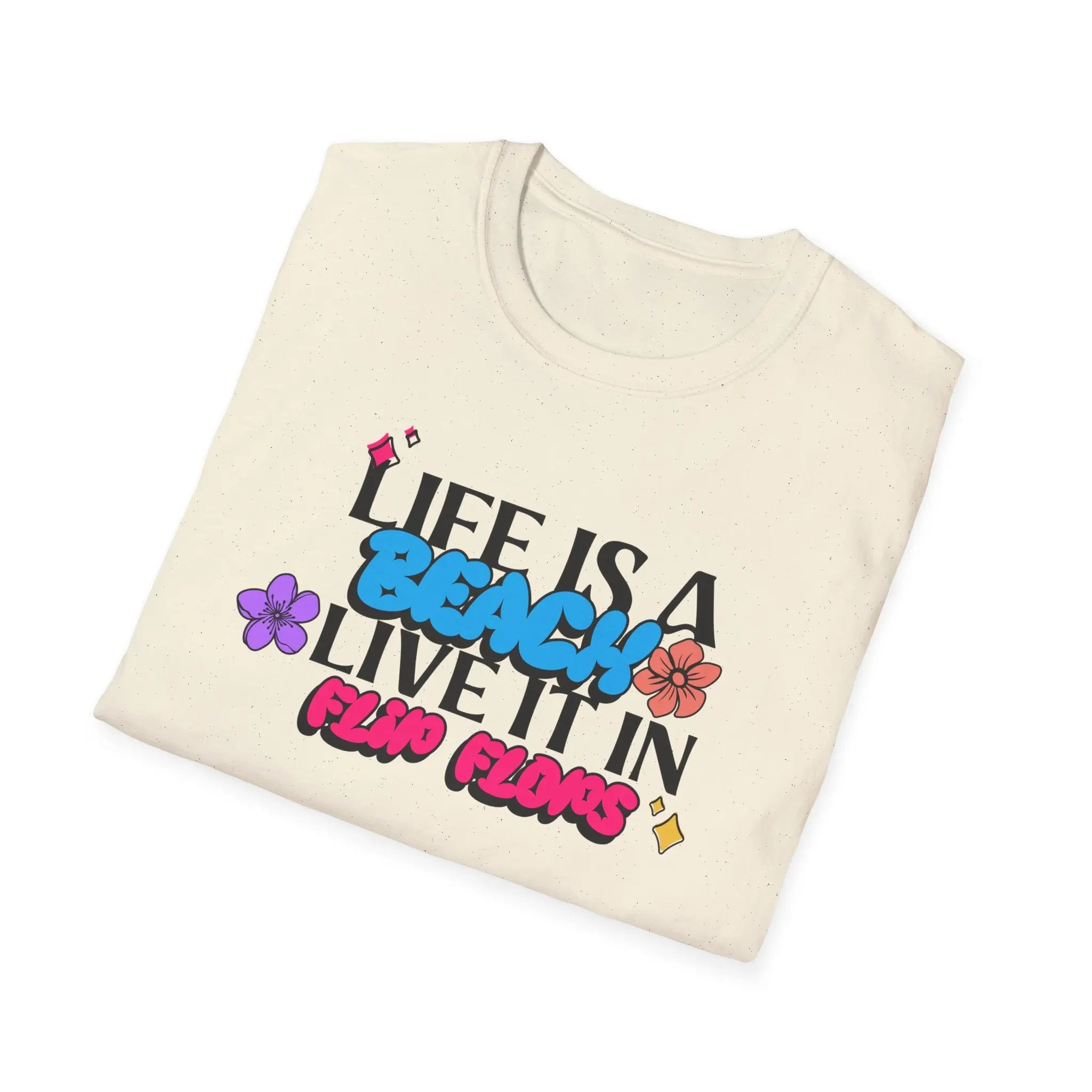 🌴 Life is a Beach, So Live It in Flip Flops T-Shirt Printify