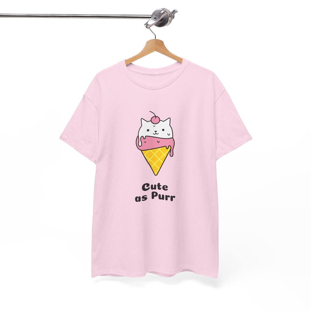 Cute as Purr Ice Cream Tee - Unisex Heavy Cotton T-Shirt, Cat Lovers Gift, Fun Graphic Shirt, Summer Top, Cool Casual Wear