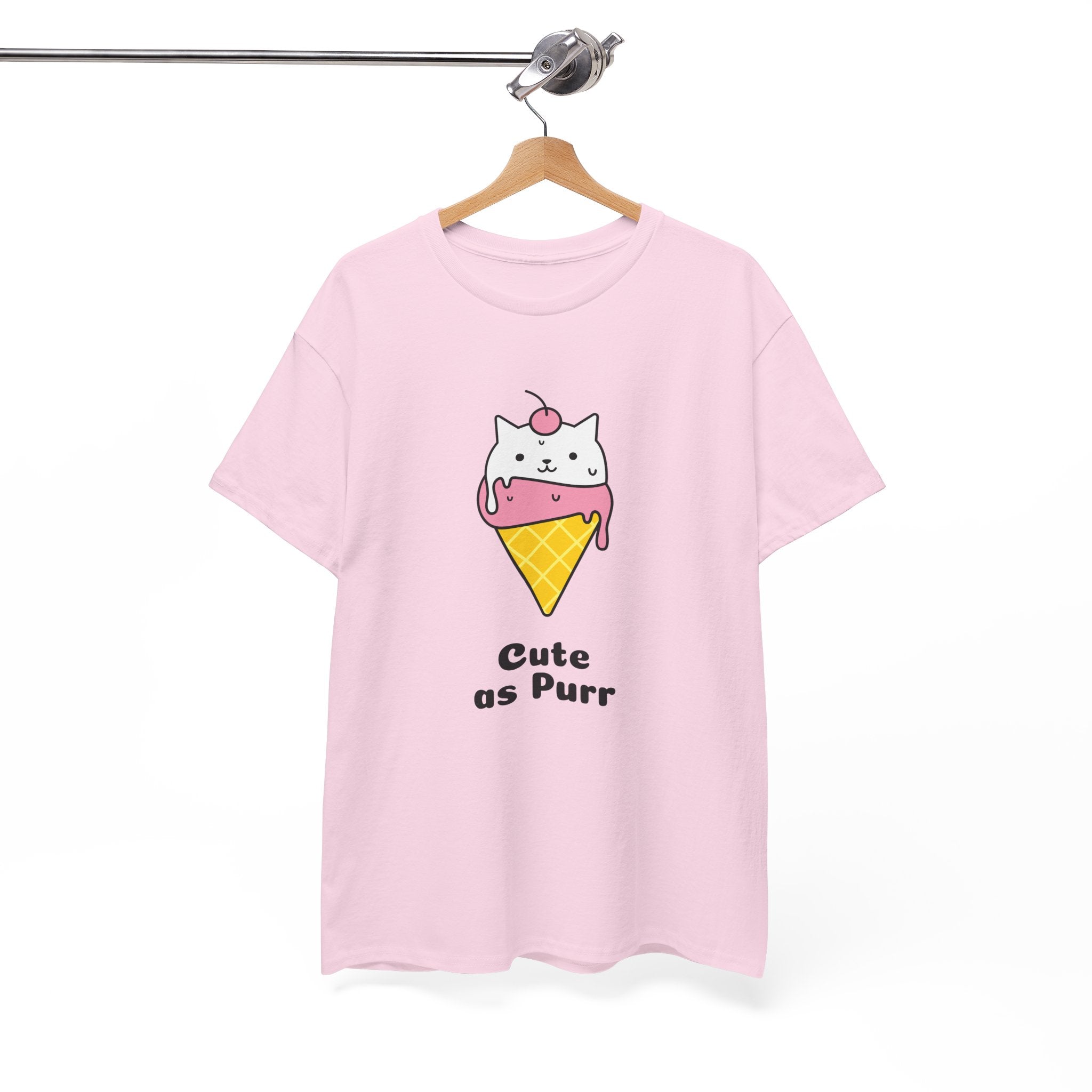 Cute as Purr Ice Cream Tee - Unisex Heavy Cotton T-Shirt, Cat Lovers Gift, Fun Graphic Shirt, Summer Top, Cool Casual Wear