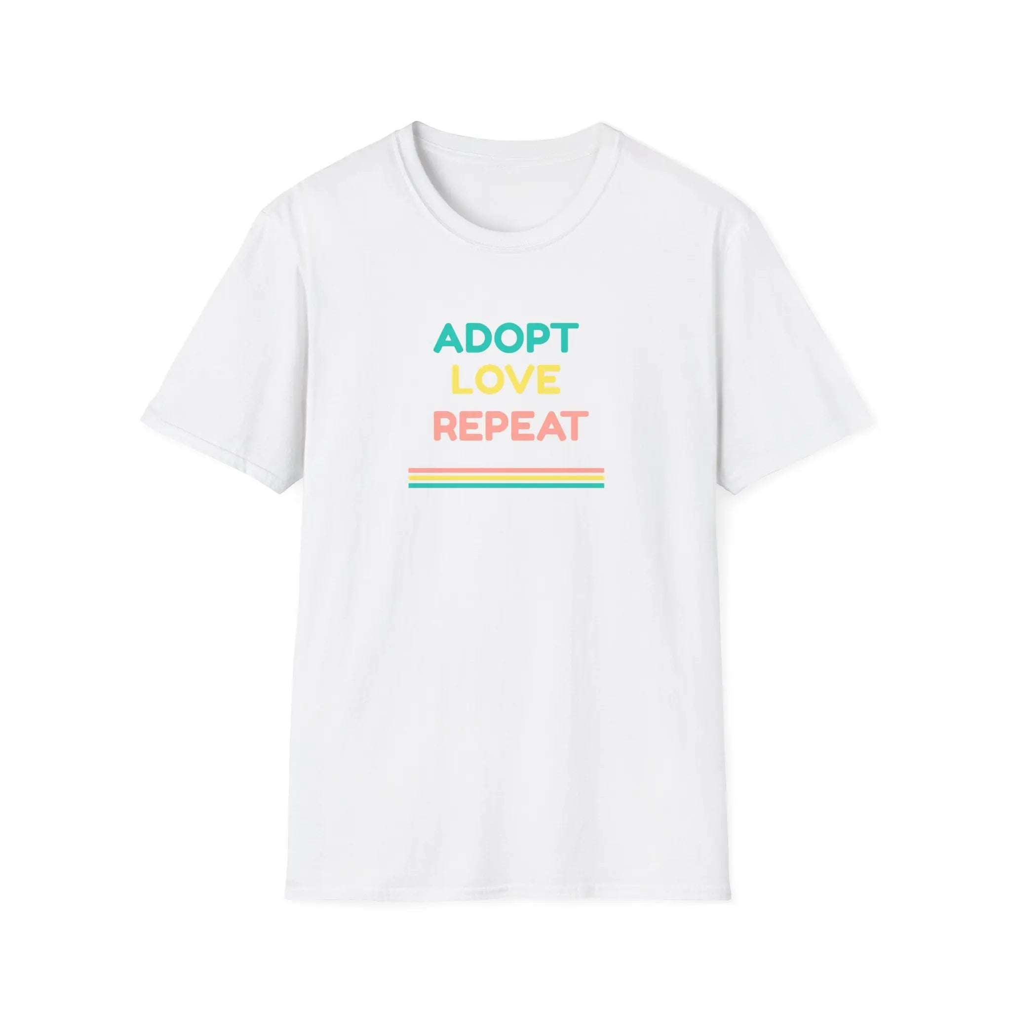Adopt Love Repeat Unisex Softstyle T-Shirt – A Hug in Tee Form for Every Animal Lover Printify