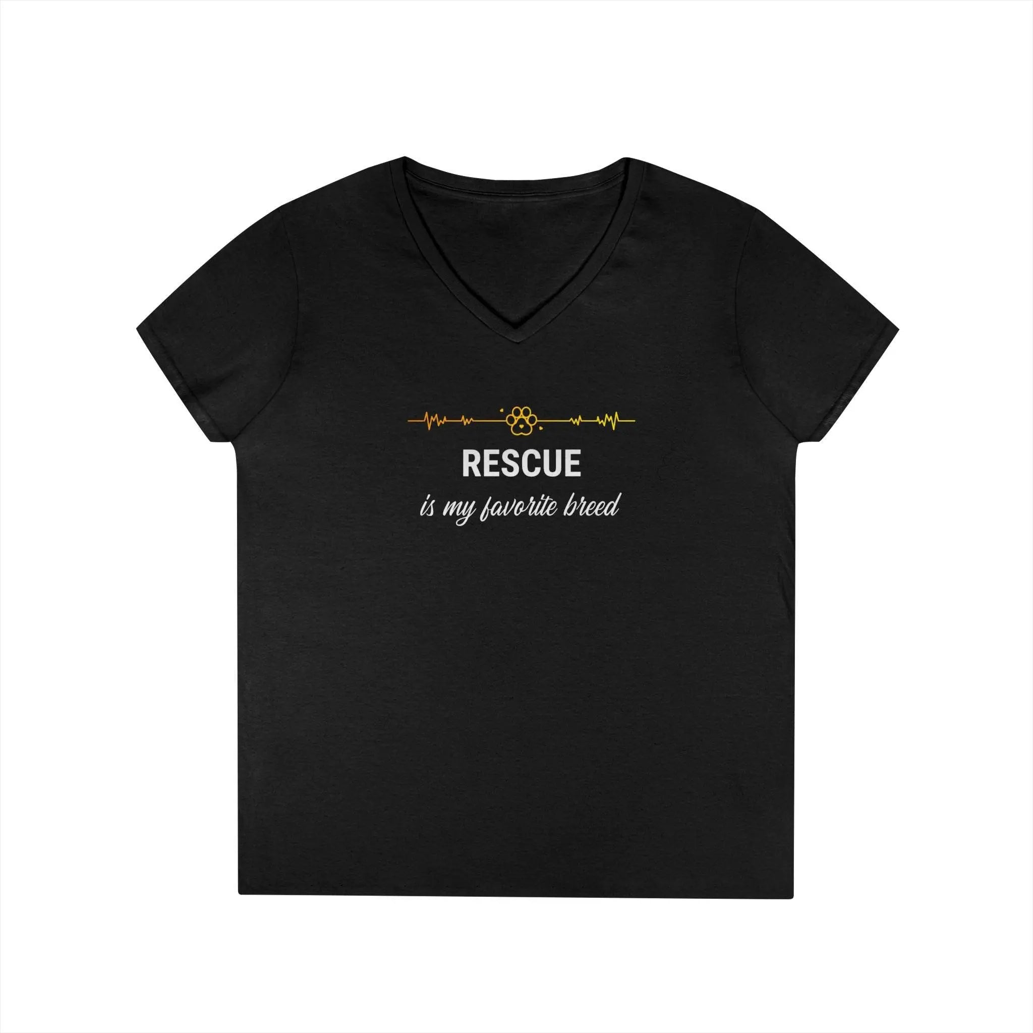 V-Neck T-Shirt - 'Rescue is My Favorite Breed' Design - Our Sacred Serenity Store