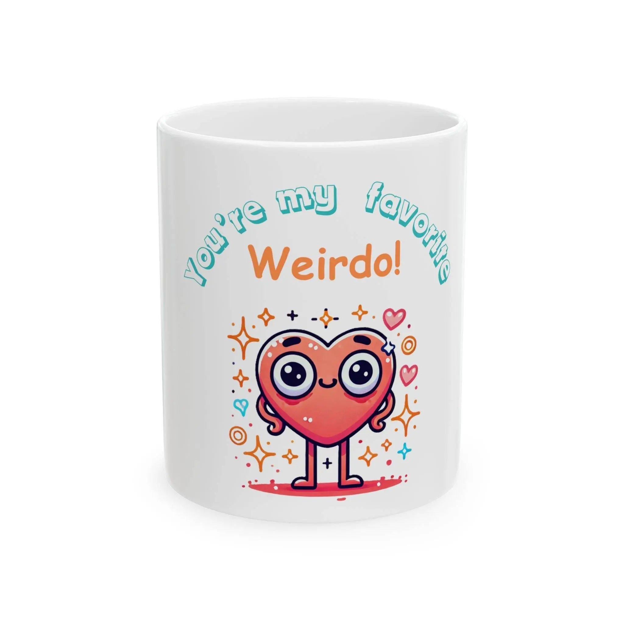 Ceramic Mug, Cute Heart Character Coffee Cup, Quirky Funny Mug, Playful Affection Mug, Adorable Weirdo Mug, Unique - Our Sacred Serenity Store