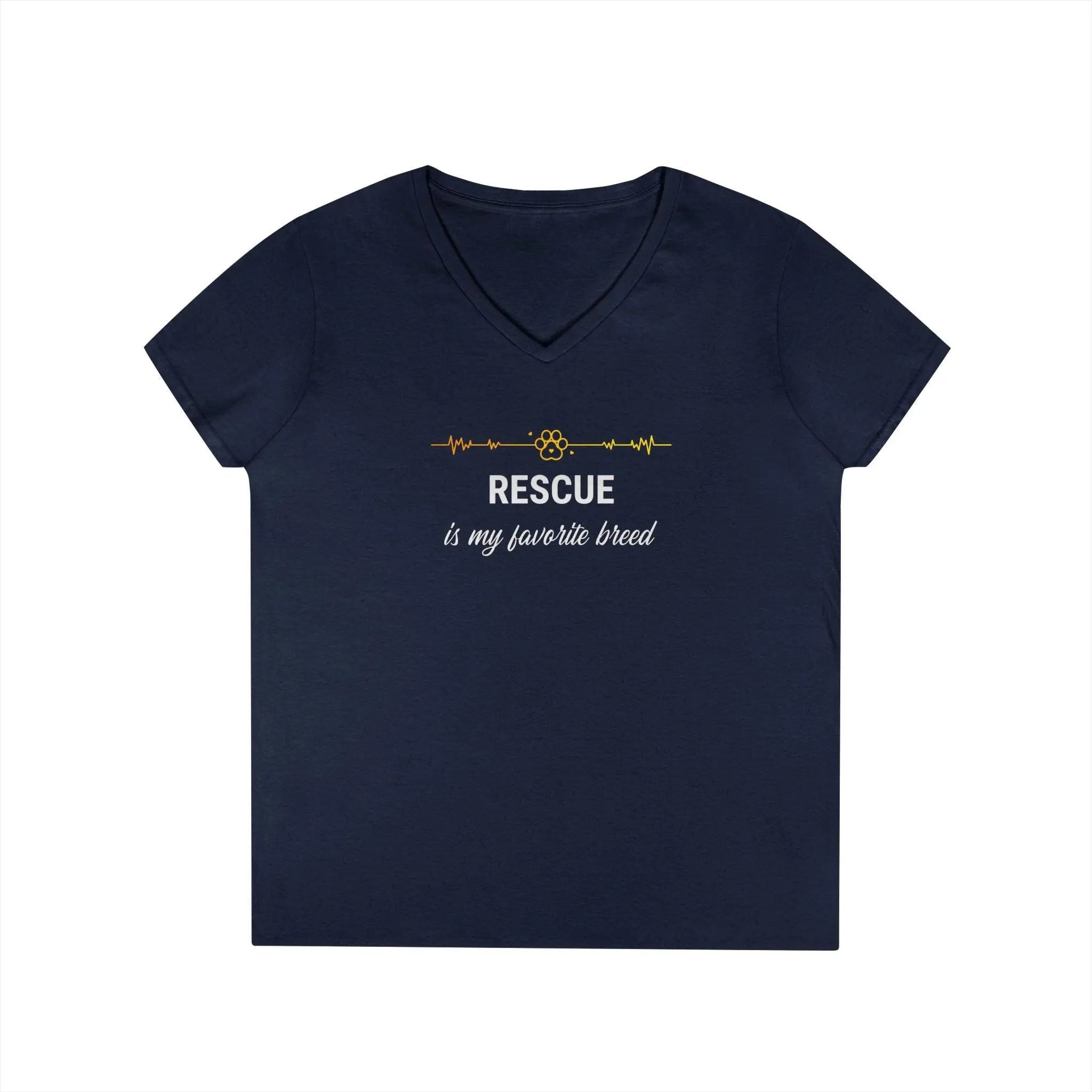 V-Neck T-Shirt - 'Rescue is My Favorite Breed' Design - Our Sacred Serenity Store