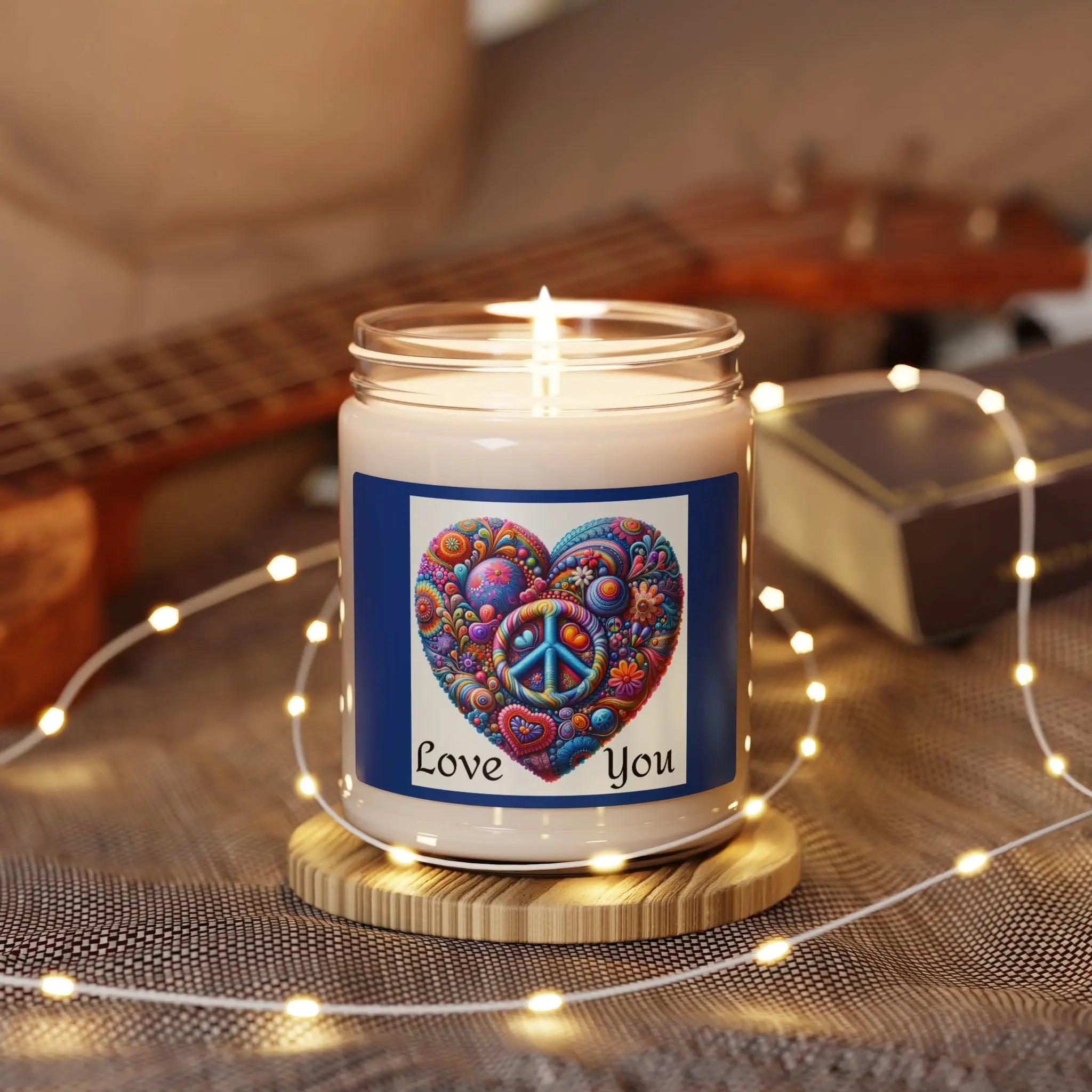 Soy Candle - Hippie Heart 'Love You' Scented 9oz Printify