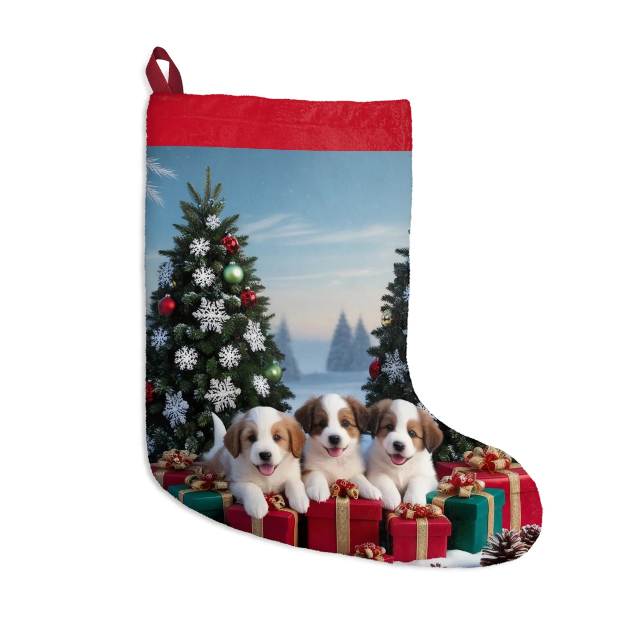 Holiday Puppies Christmas Sweatshirt – Cozy Winter Scene Jumper, Festive Snowflake Pullover, Perfect Pet Lover Xmas Gift Printify