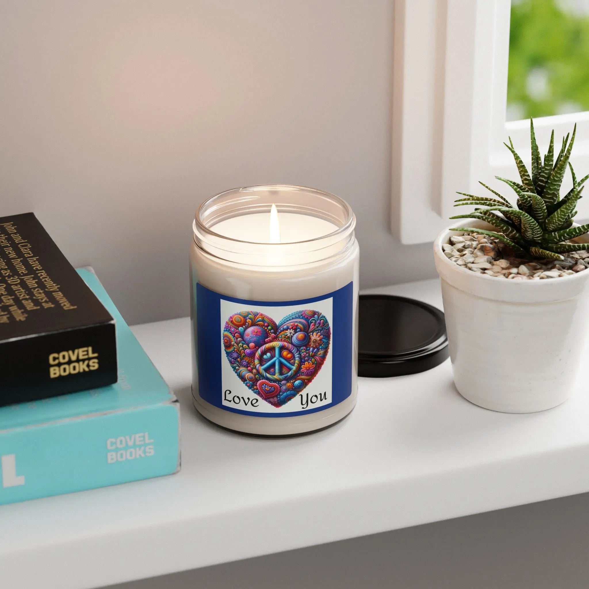 Soy Candle - Hippie Heart 'Love You' Scented 9oz Printify