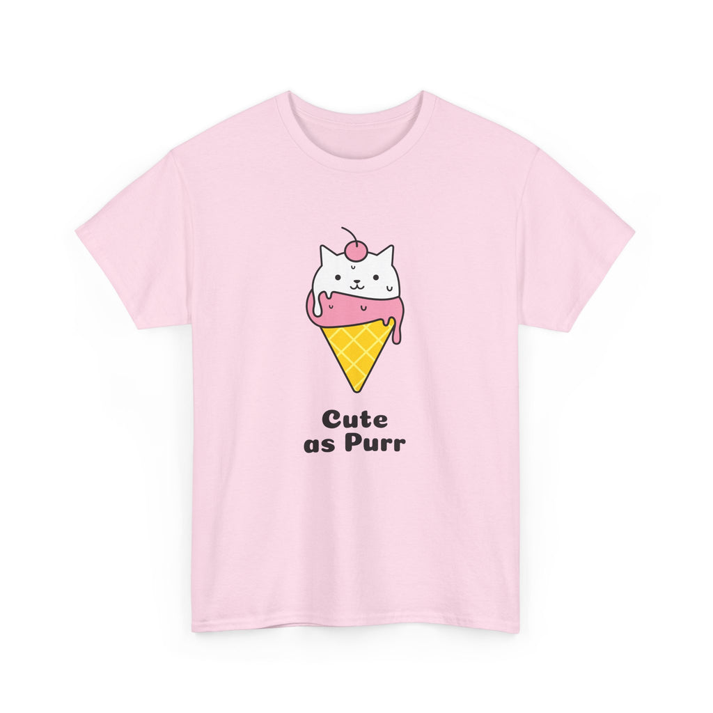 Cute as Purr Ice Cream Tee - Unisex Heavy Cotton T-Shirt, Cat Lovers Gift, Fun Graphic Shirt, Summer Top, Cool Casual Wear