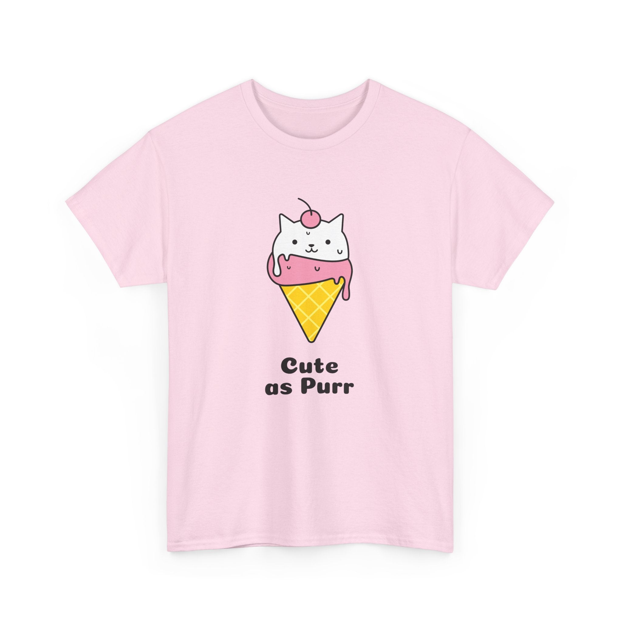 Cute as Purr Ice Cream Tee - Unisex Heavy Cotton T-Shirt, Cat Lovers Gift, Fun Graphic Shirt, Summer Top, Cool Casual Wear