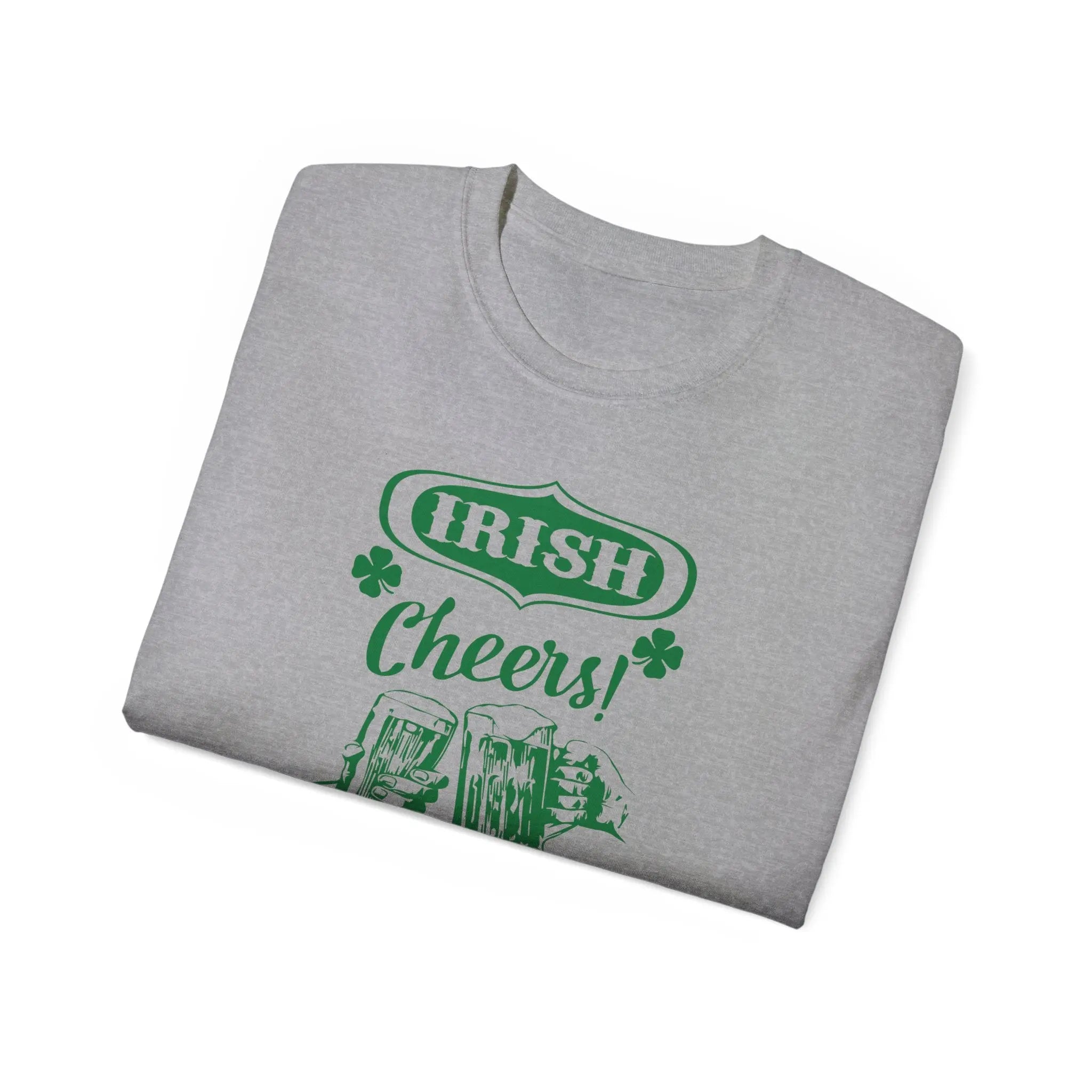 Irish Cheers Classic Design T-Shirt Exudes a Festive Vibe for St. Patrick's Day Printify