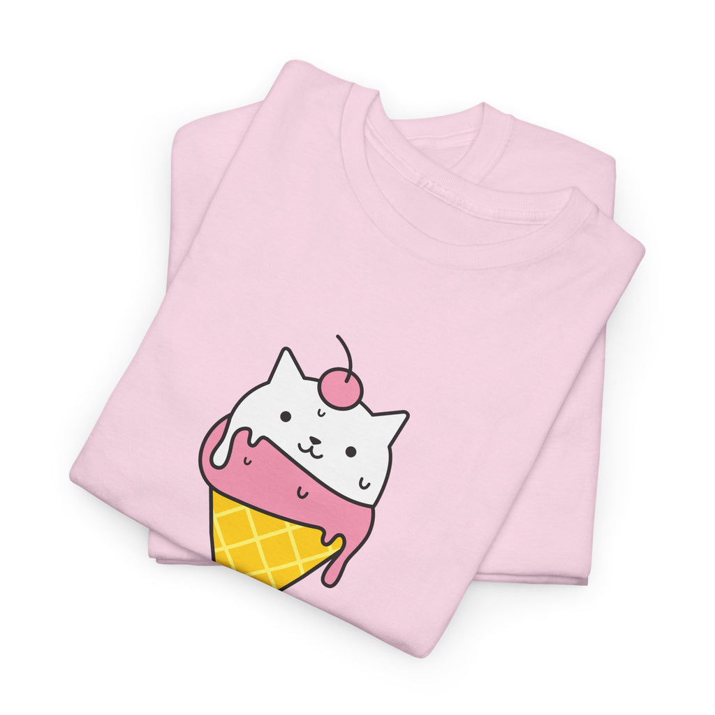 Cute as Purr Ice Cream Tee - Unisex Heavy Cotton T-Shirt, Cat Lovers Gift, Fun Graphic Shirt, Summer Top, Cool Casual Wear
