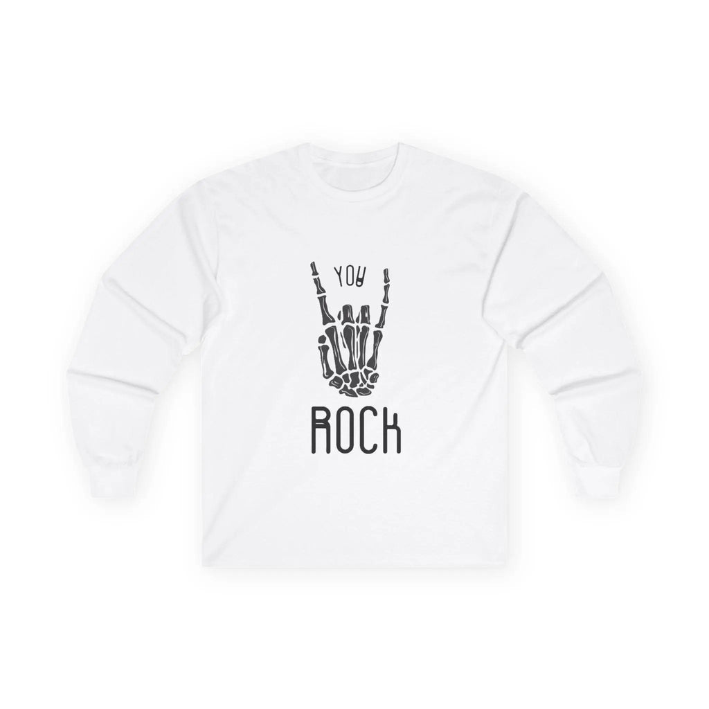 Rock-On Skeleton Hand T-Shirt -Unisex Long Sleeve Tee - Our Sacred Serenity Store