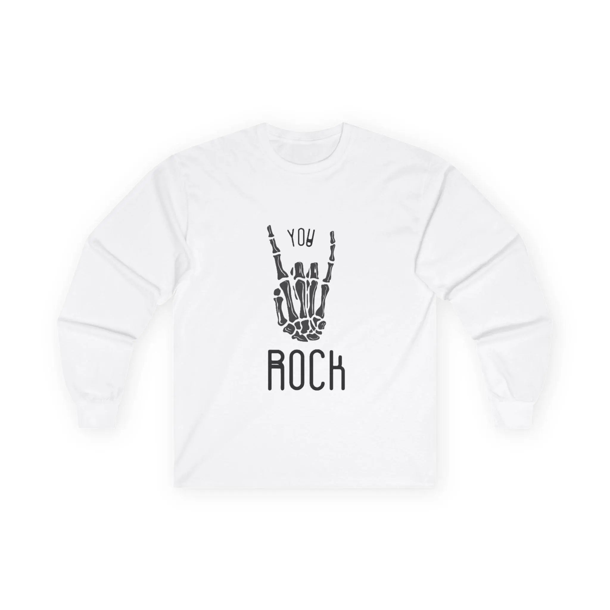 Rock-On Skeleton Hand T-Shirt -Unisex Long Sleeve Tee - Our Sacred Serenity Store