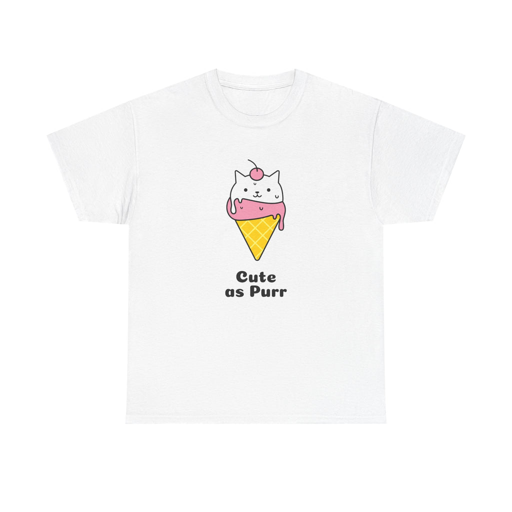 Cute as Purr Ice Cream Tee - Unisex Heavy Cotton T-Shirt, Cat Lovers Gift, Fun Graphic Shirt, Summer Top, Cool Casual Wear