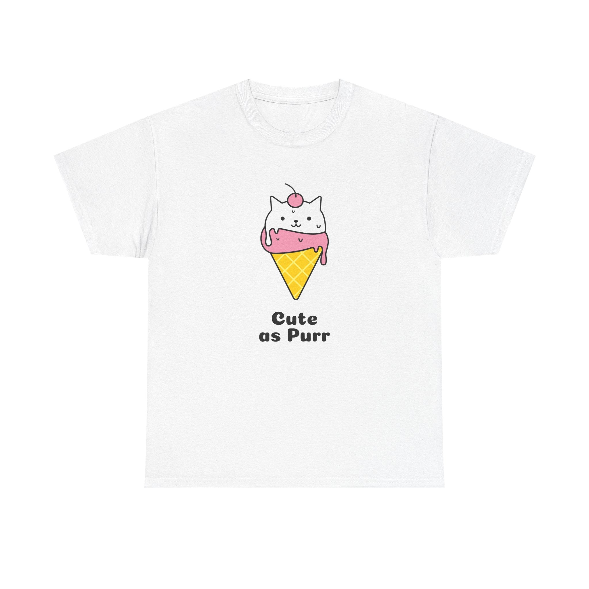 Cute as Purr Ice Cream Tee - Unisex Heavy Cotton T-Shirt, Cat Lovers Gift, Fun Graphic Shirt, Summer Top, Cool Casual Wear