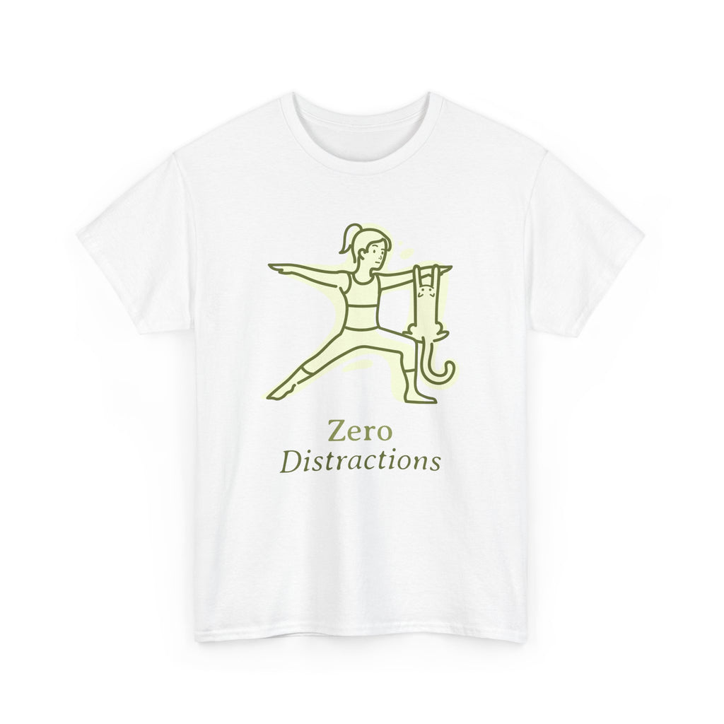 Yoga Inspired Unisex Heavy Cotton Tee, Motivational Shirt, Yoga Gift, Wellness Apparel, Mindfulness T-Shirt, Zero Distractions Tee
