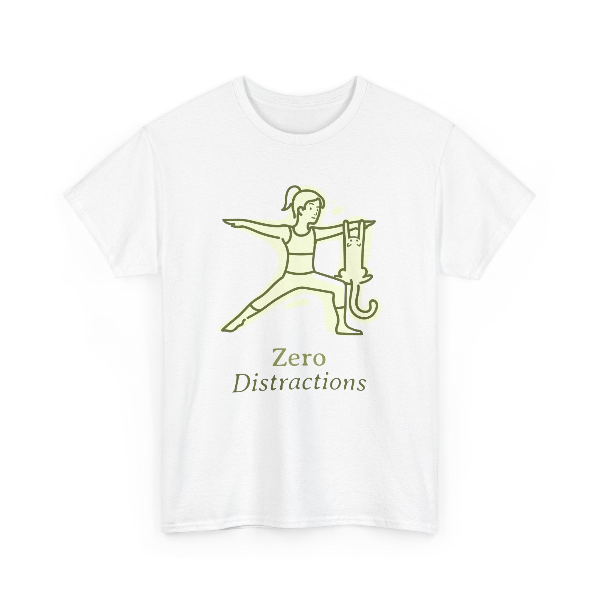 Yoga Inspired Unisex Heavy Cotton Tee, Motivational Shirt, Yoga Gift, Wellness Apparel, Mindfulness T-Shirt, Zero Distractions Tee