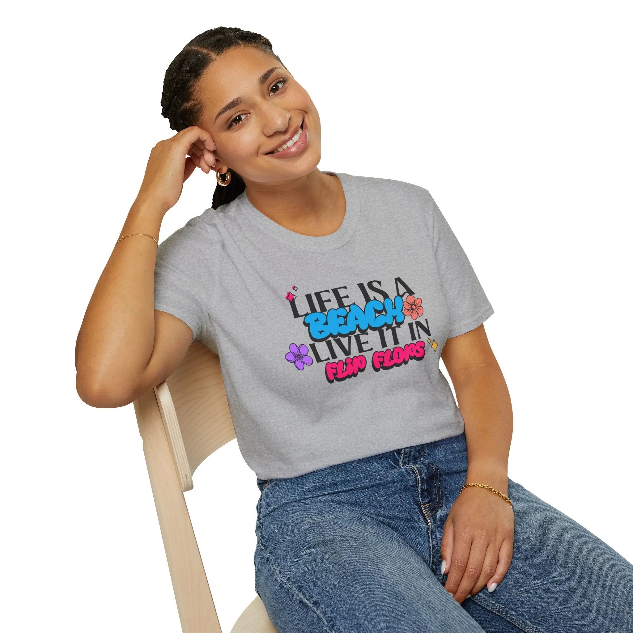 🌴 Life is a Beach, So Live It in Flip Flops T-Shirt Printify