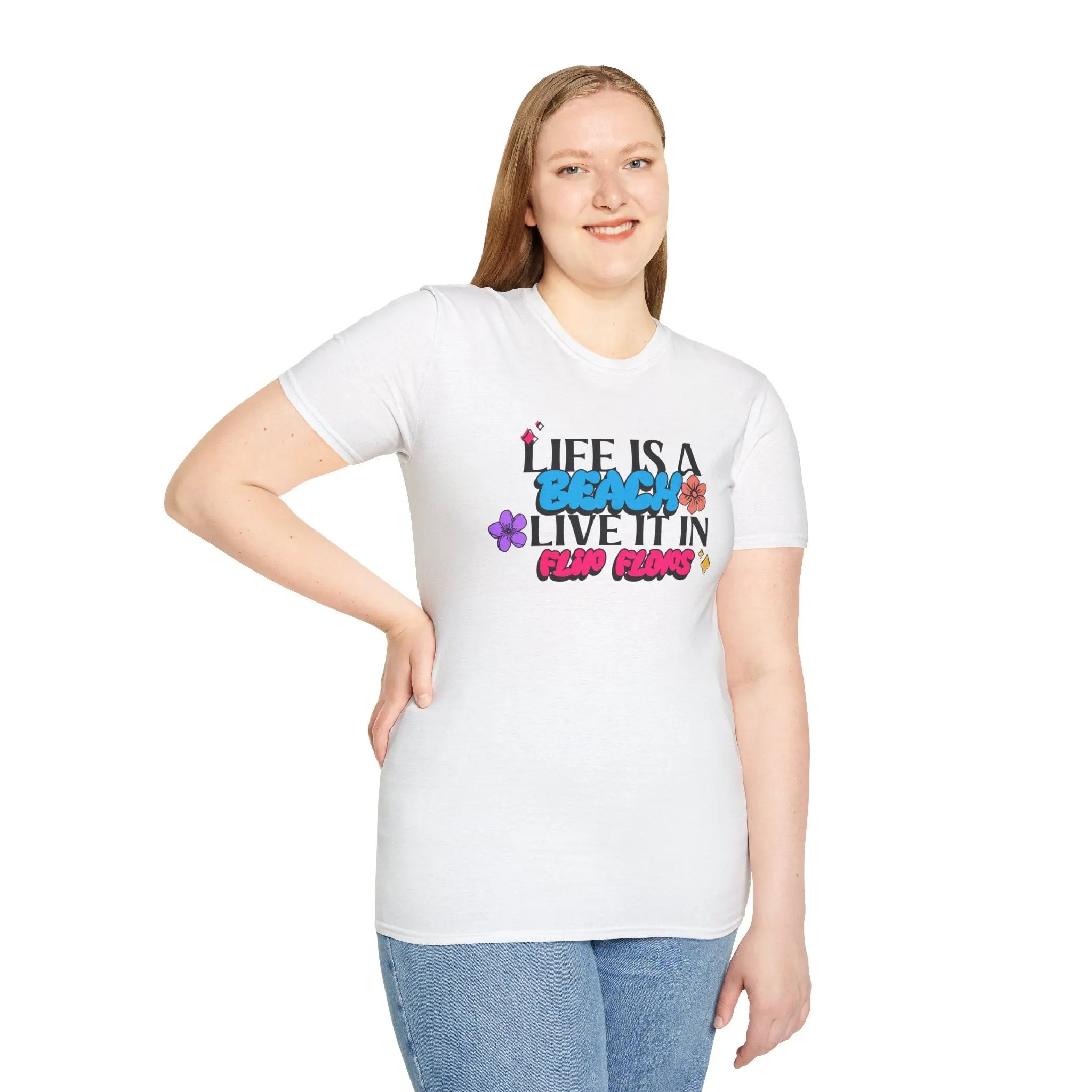 🌴 Life is a Beach, So Live It in Flip Flops T-Shirt Printify