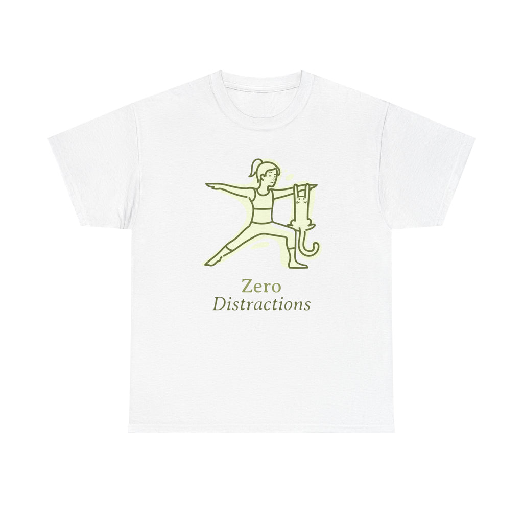 Yoga Inspired Unisex Heavy Cotton Tee, Motivational Shirt, Yoga Gift, Wellness Apparel, Mindfulness T-Shirt, Zero Distractions Tee
