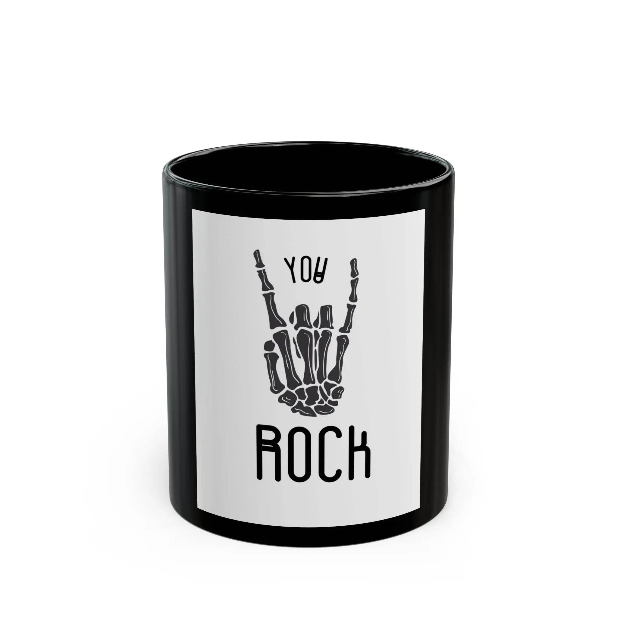 Mug, Inspiring You Rock Quote, Motivational Coffee Cup, Gift for Him or Her, Positive Affirmation, Black Ceramic Tea Mug, Office Desk Decor - Our Sacred Serenity Store