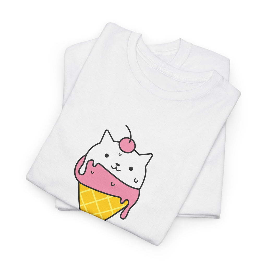 Cute as Purr Ice Cream Tee - Unisex Heavy Cotton T-Shirt, Cat Lovers Gift, Fun Graphic Shirt, Summer Top, Cool Casual Wear
