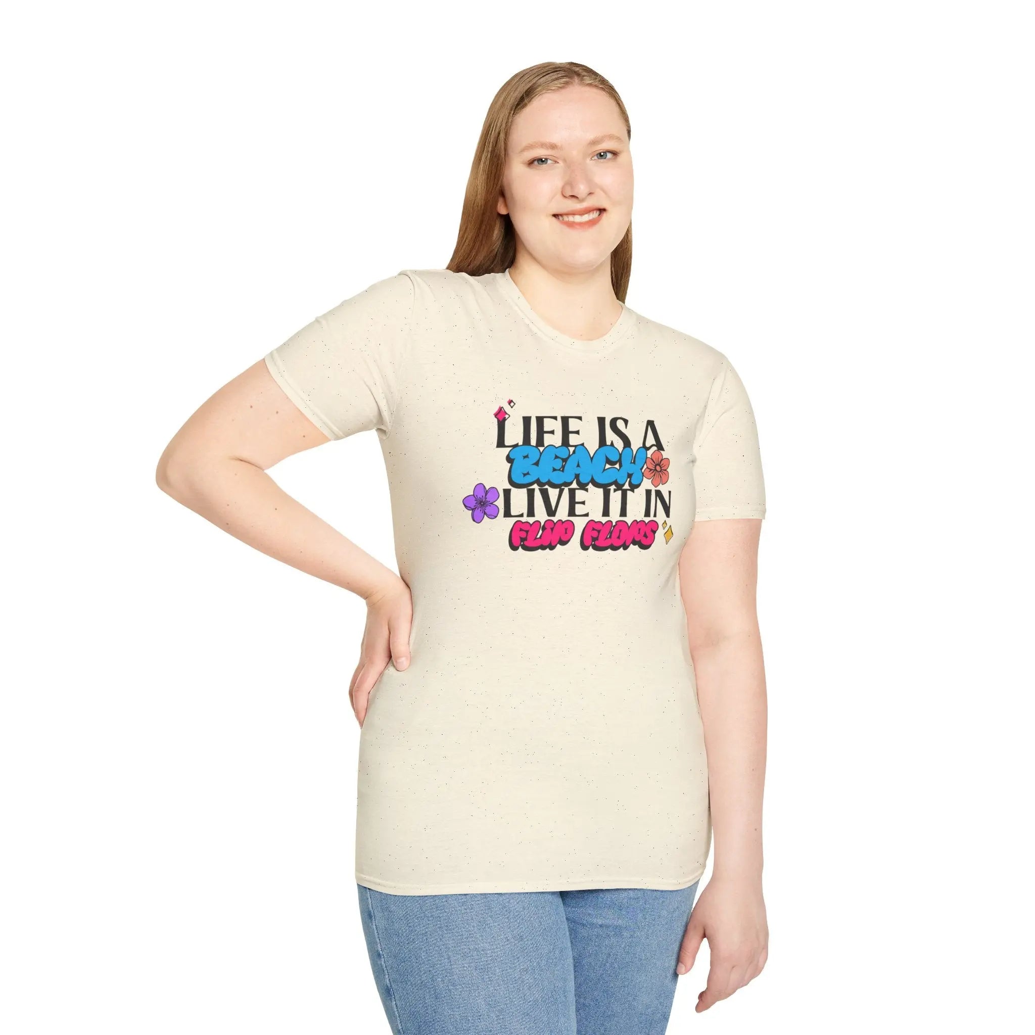 🌴 Life is a Beach, So Live It in Flip Flops T-Shirt Printify