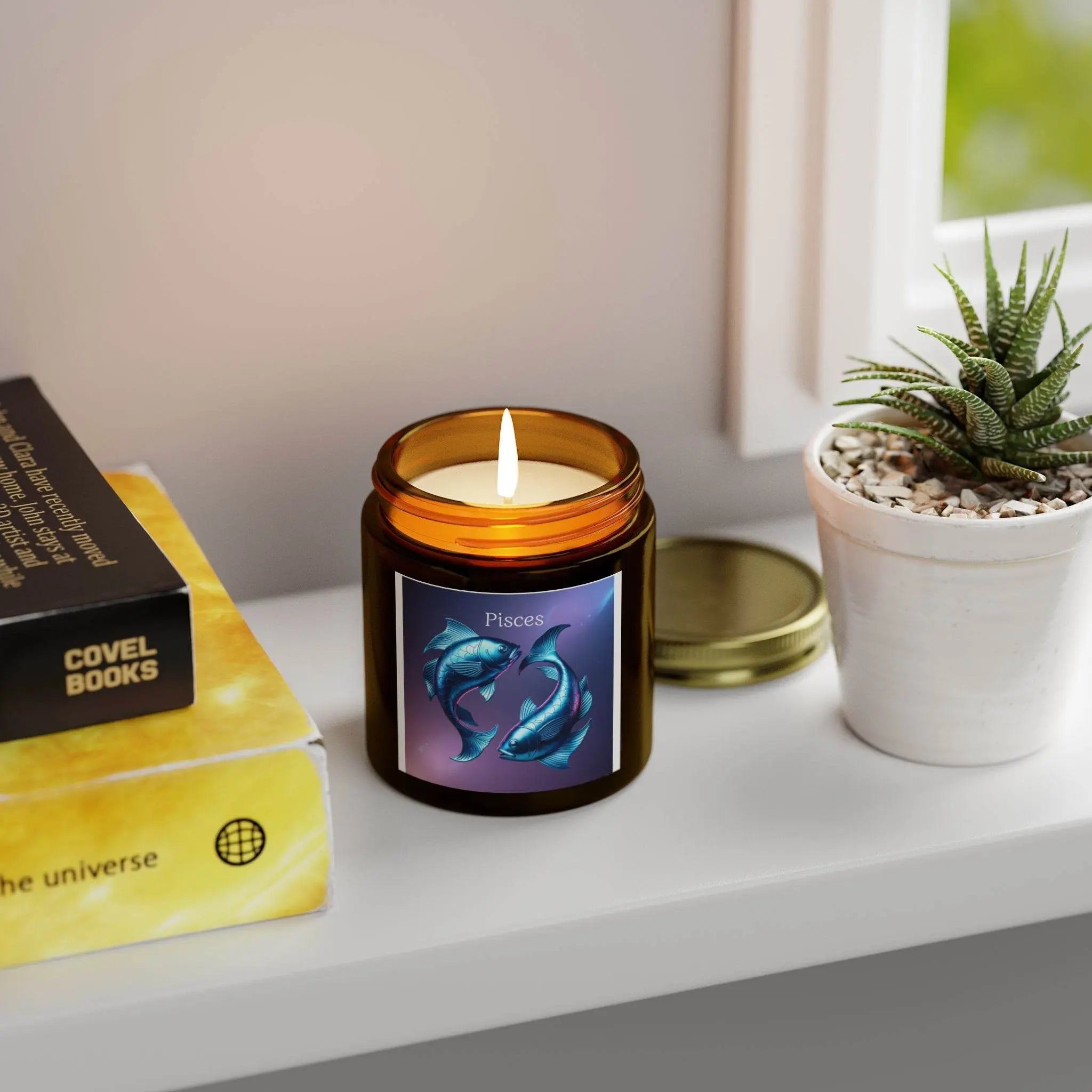 Pisces Scented Candles, Coconut Apricot Wax, Astrology Gift, Home Decor, Birthday Gift, Meditation Candle - Zodiac Sign - Our Sacred Serenity Store