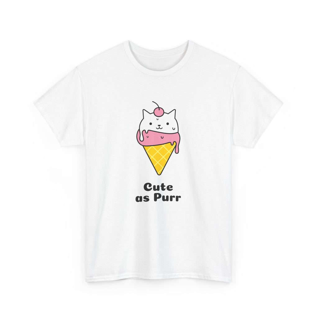 Cute as Purr Ice Cream Tee - Unisex Heavy Cotton T-Shirt, Cat Lovers Gift, Fun Graphic Shirt, Summer Top, Cool Casual Wear