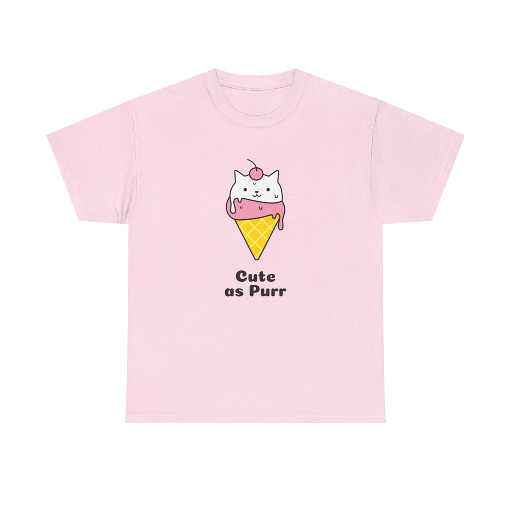 Cute as Purr Ice Cream Tee - Unisex Heavy Cotton T-Shirt, Cat Lovers Gift, Fun Graphic Shirt, Summer Top, Cool Casual Wear