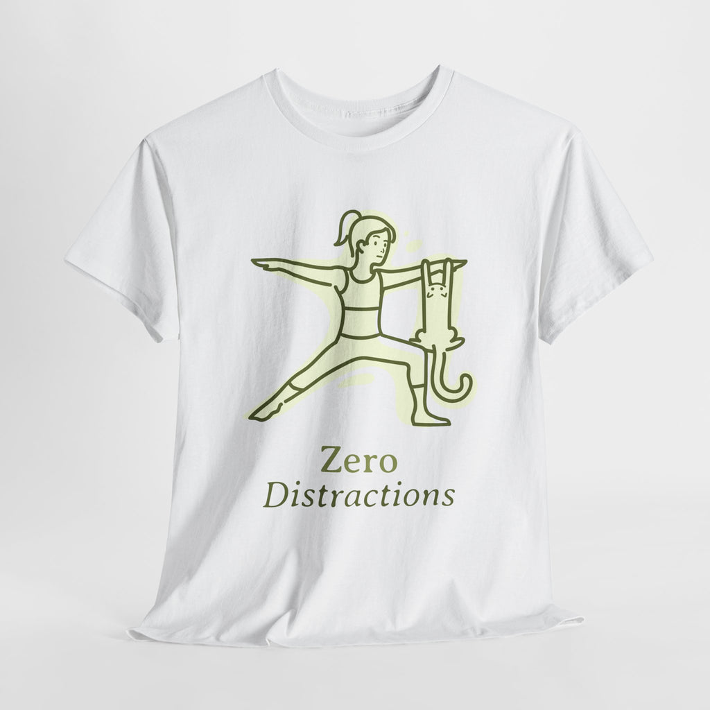 Yoga Inspired Unisex Heavy Cotton Tee, Motivational Shirt, Yoga Gift, Wellness Apparel, Mindfulness T-Shirt, Zero Distractions Tee