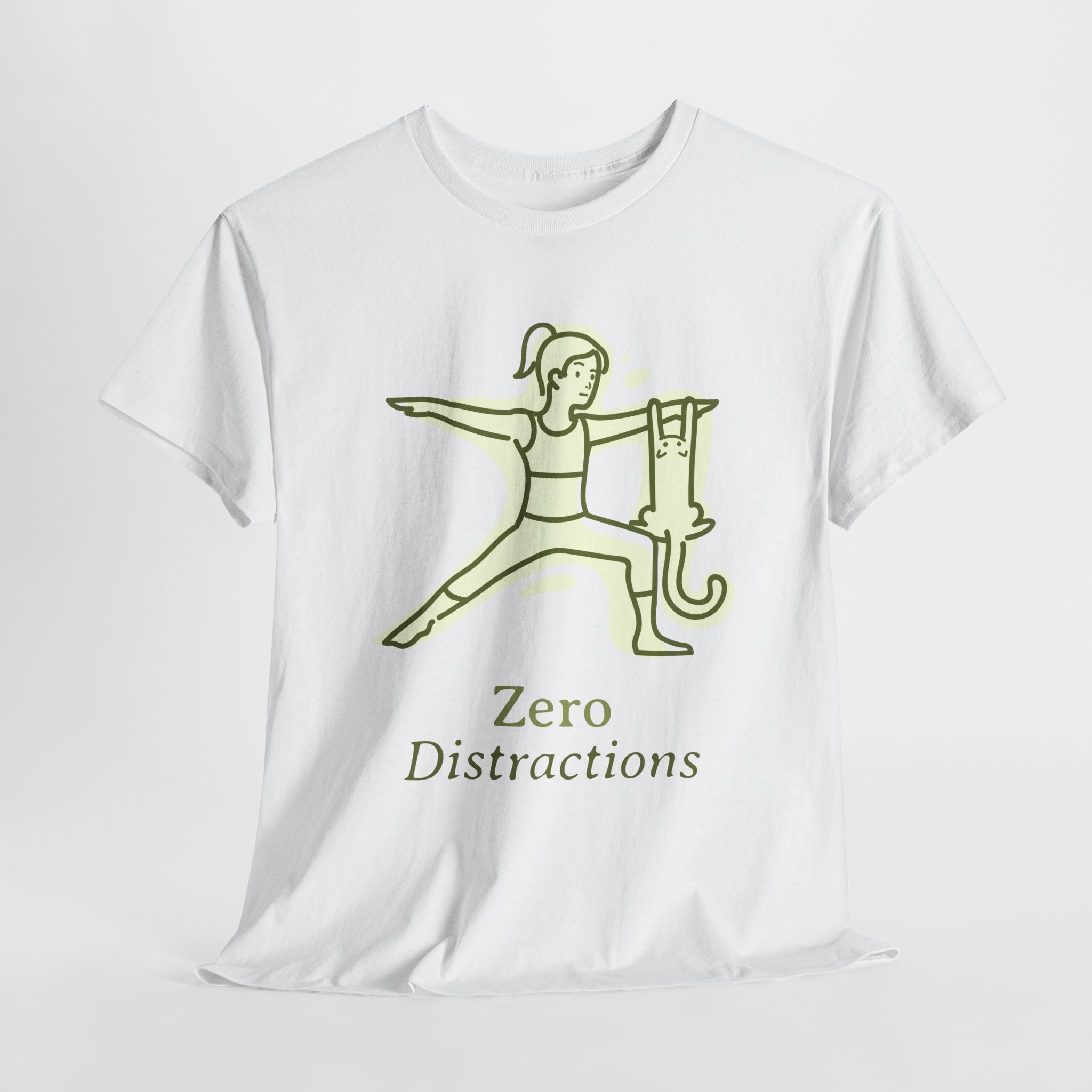 Yoga Inspired Unisex Heavy Cotton Tee, Motivational Shirt, Yoga Gift, Wellness Apparel, Mindfulness T-Shirt, Zero Distractions Tee