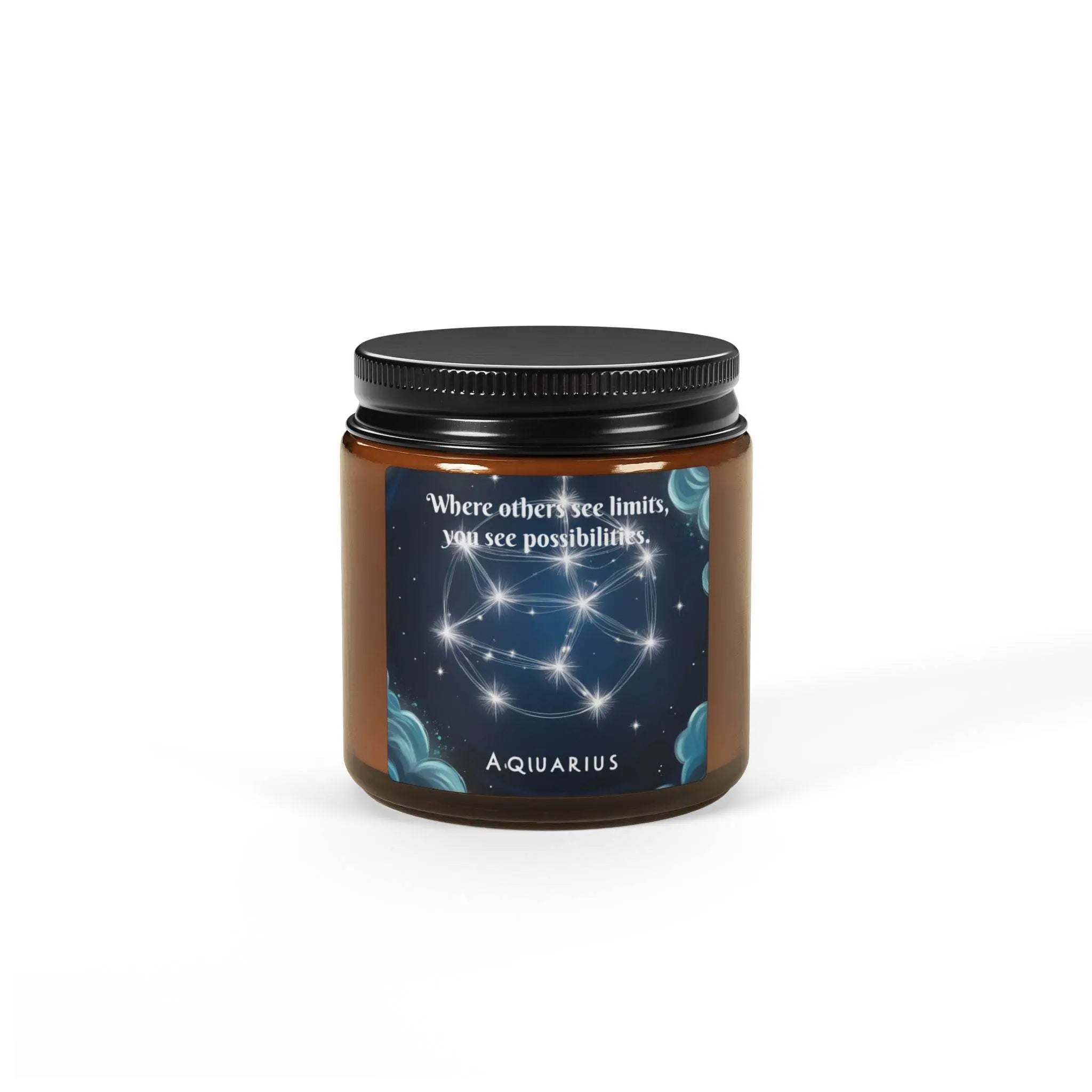 Candle, Aquarius Zodiac Sign Where others see limits, you see possibilities, Soy Candle, Amber Jar, Multi-Size, Home Decor, Astrology Gift, - Our Sacred Serenity Store
