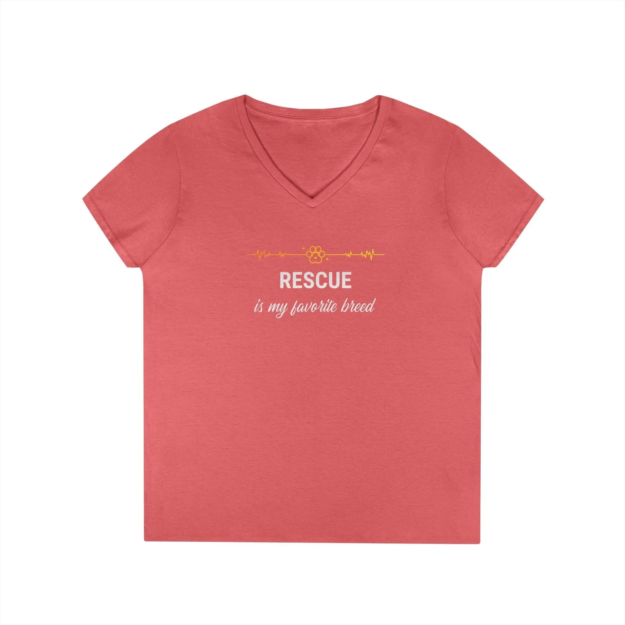 V-Neck T-Shirt - 'Rescue is My Favorite Breed' Design - Our Sacred Serenity Store