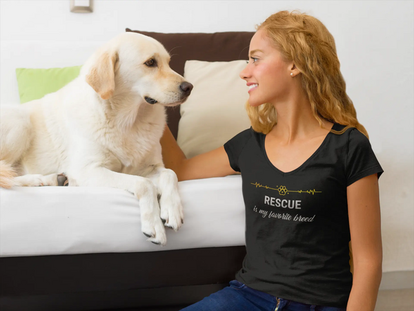 Rescue is My Favorite Breed' Design - V-Neck T-Shirt Printify