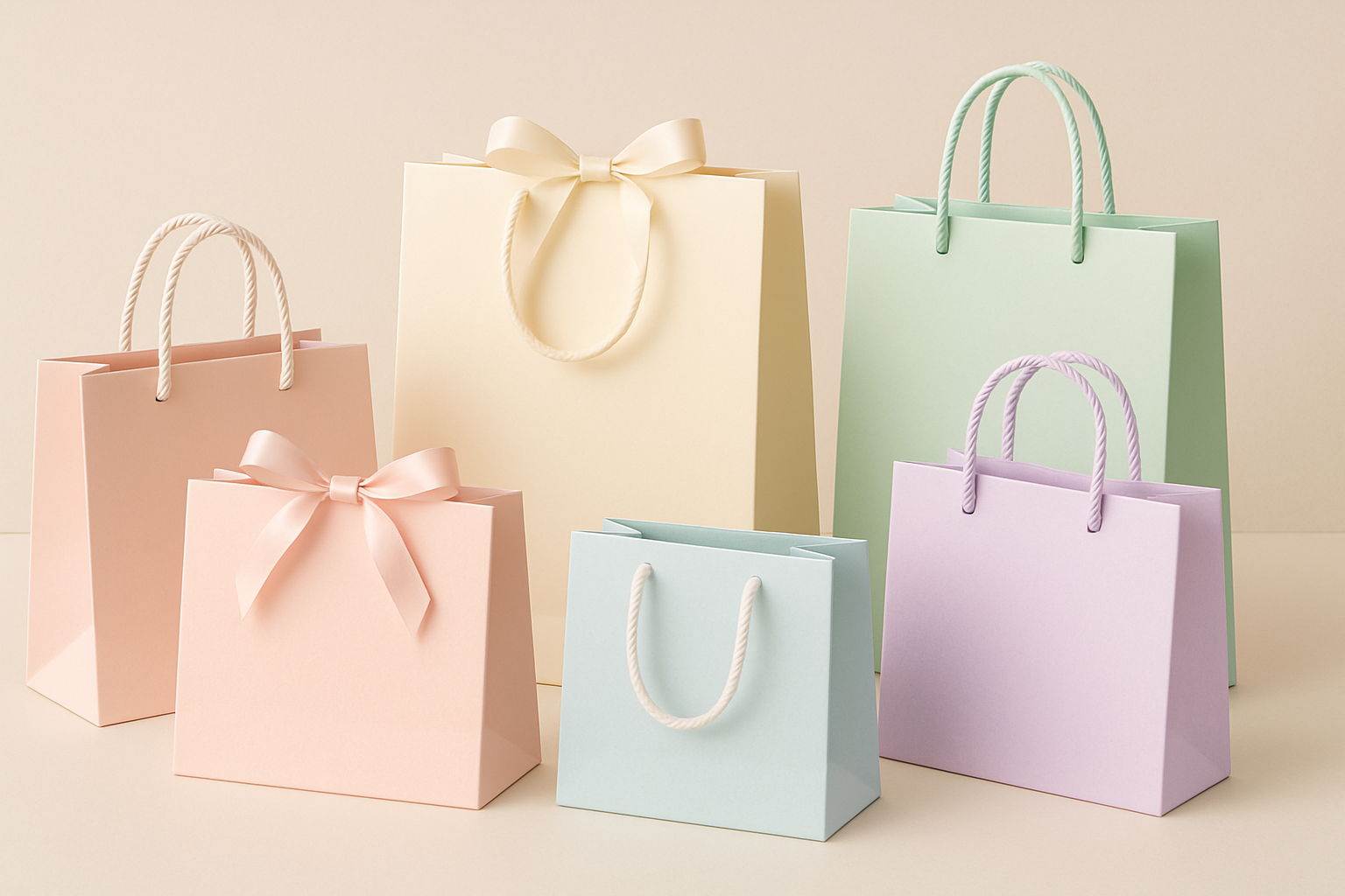 light colors shopping bags